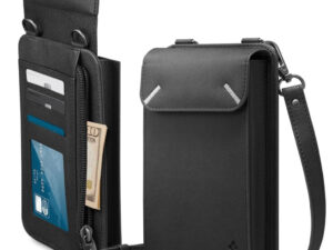 Spigen Valentinus telefon tartó táska / pénztárca kártyatartóval, max. 6.8", fekete