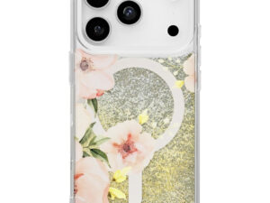 Uniq Coehl Solea Apple iPhone 17 Pro mágneses tok, MagSafe, arany-bézs (csillámos / virág minta)