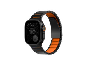 Uniq Strova Flex Apple Watch állítható szíj, 49/46/45/44MM, fém, fekete-narancs