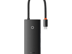 Baseus Lite 5-Port 1xHDMI, 3xUSB-A 1xUSB-C, USB-C HUB dokkoló állomás, 25cm, fekete