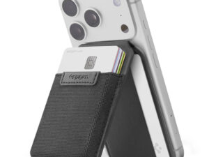 Spigen S314-4 Slim Fold mágneses kártyatartó, MagSafe, kitámasztható, Black, fekete (10db kártyához)