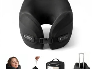 Tech-Protect ComfortRest utazó párna / nyakpárna memóriahabbal, állítható pánttal, fekete