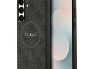 Guess Leather 4G Colored Ring Classic Logo MagSafe Samsung Galaxy S25 FE kemény hátlap tok, fekete