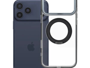 Apple iPhone 17 Pro Max tok, gyűrűs kitámasztóval, kameravédő peremmel, MagSafe, átlátszó-fekete