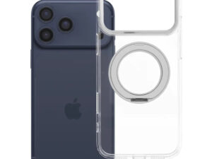 Apple iPhone 17 Pro Max tok, gyűrűs kitámasztóval, kameravédő peremmel, MagSafe, átlátszó-fehér