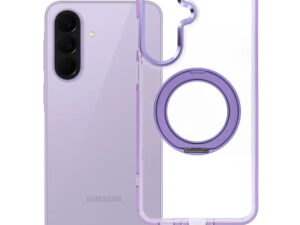 Samsung Galaxy A37 tok, gyűrűs kitámasztóval, kameravédő peremmel, MagSafe, átlátszó-lila