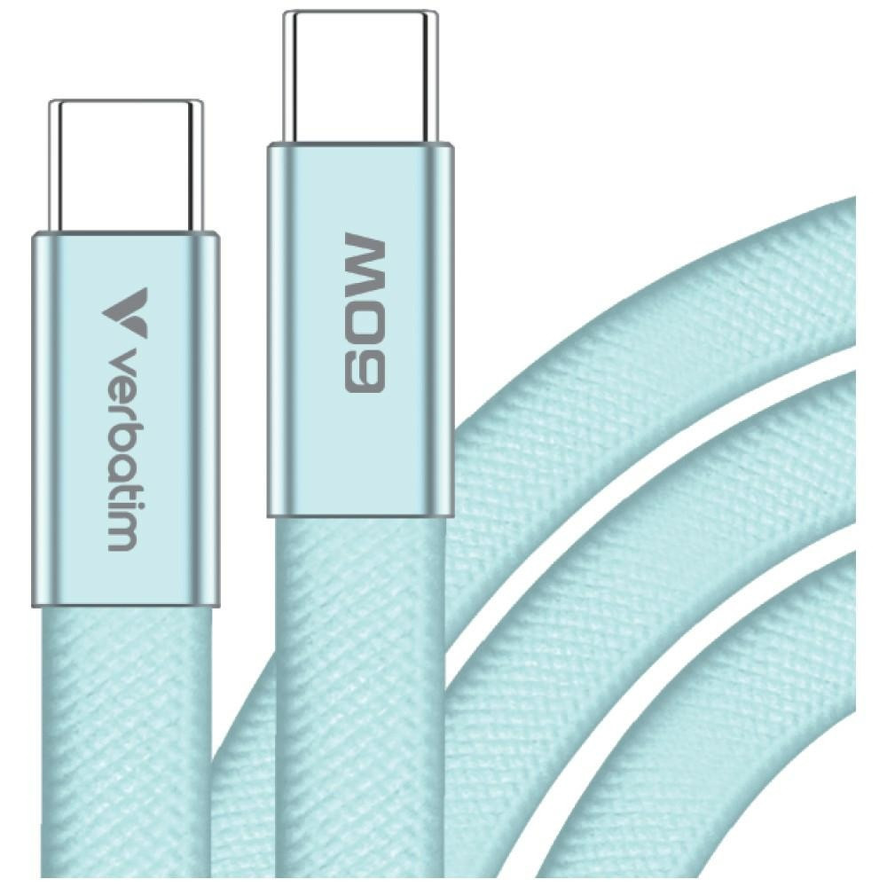 Verbatim SoftTouch USB-C-USB-C töltő- és adatkábel, 60W, PD3.0, 1,2m, kék