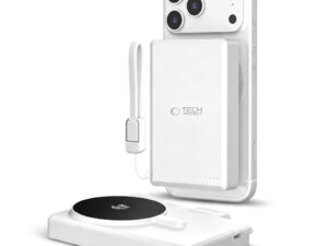 Tech-Protect PB40 LifeMag Powerbank / külső akkumulátor, MagSafe, kompakt, 25W, QI2.2, 10000mAh, fehér.ezüst