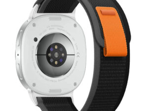 Tech-Protect Nylon Stripe Samsung Galaxy Watch 8 / 9 / Classic (40/44/46mm) szíj, fekete-narancs