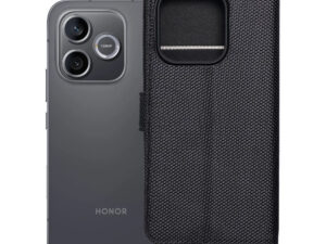 Honor 600 Lite flip tok, lopásgátló RFID funkció, 4db kártyatartó résszel, fekete
