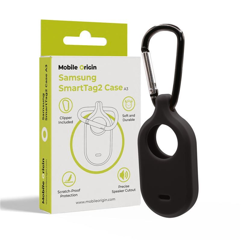 Mobile Origin Samsung SmartTag2 szilikon tok karabinerrel, fekete