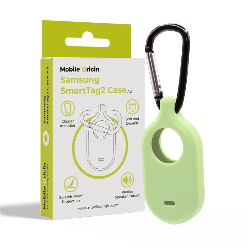 Mobile Origin Samsung SmartTag2 szilikon tok karabinerrel, zöld