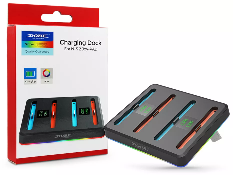 DOBE TNS-3160 Nintendo Switch 2 Joy-Con fekete RGB kontroller töltő állomás
