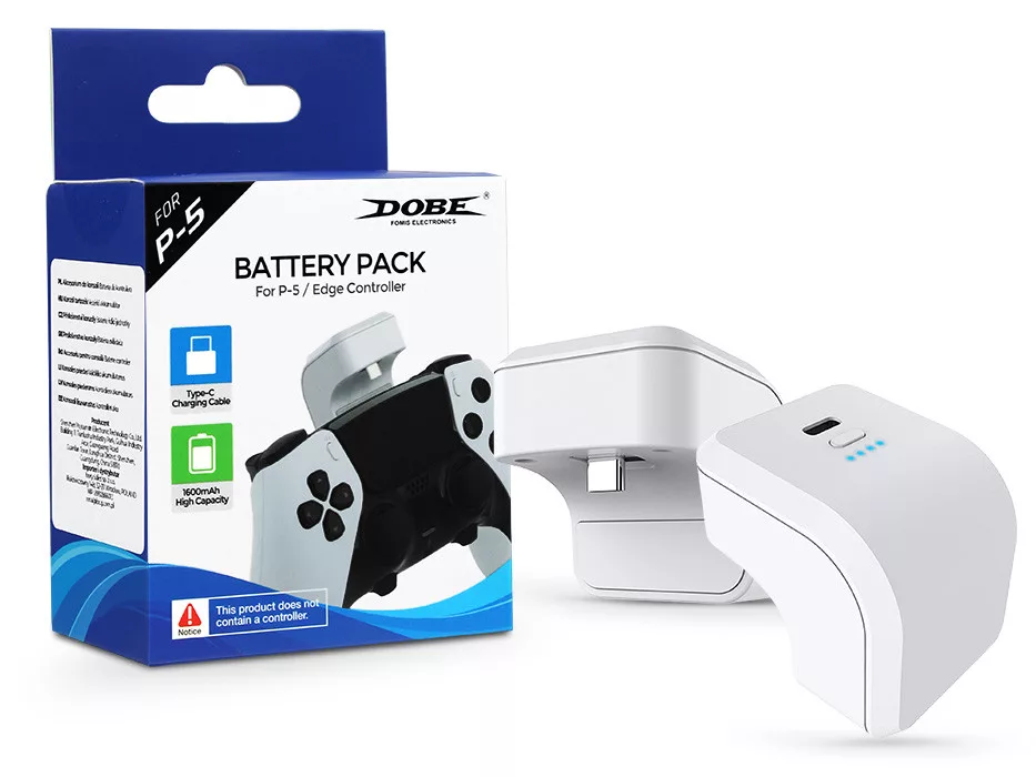 DOBE TP5-3503 Playstation 5 DualSense/DualSense Edge 1600 mAh fehér akkumulátor csomag