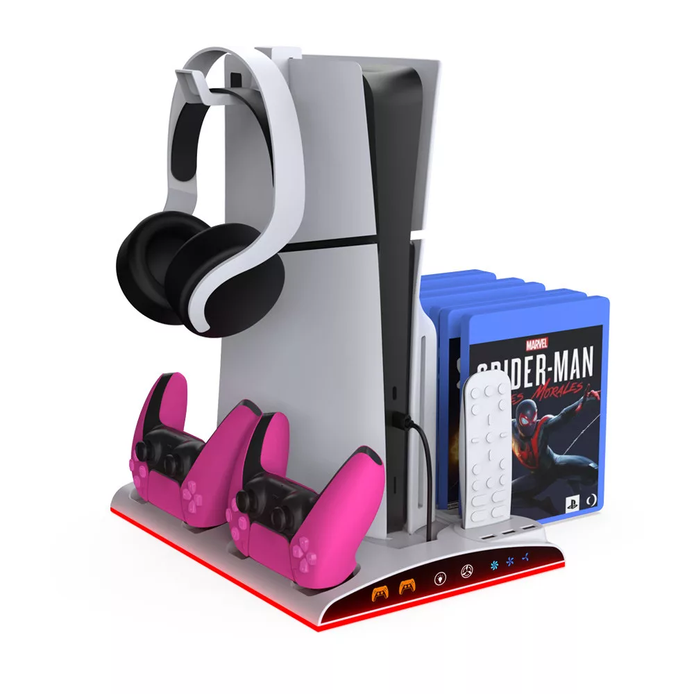 DOBE TP5-3570 PS5/PS5 Slim Multifunkciós ventilátoros LED állvány + headset tartó - Image 6