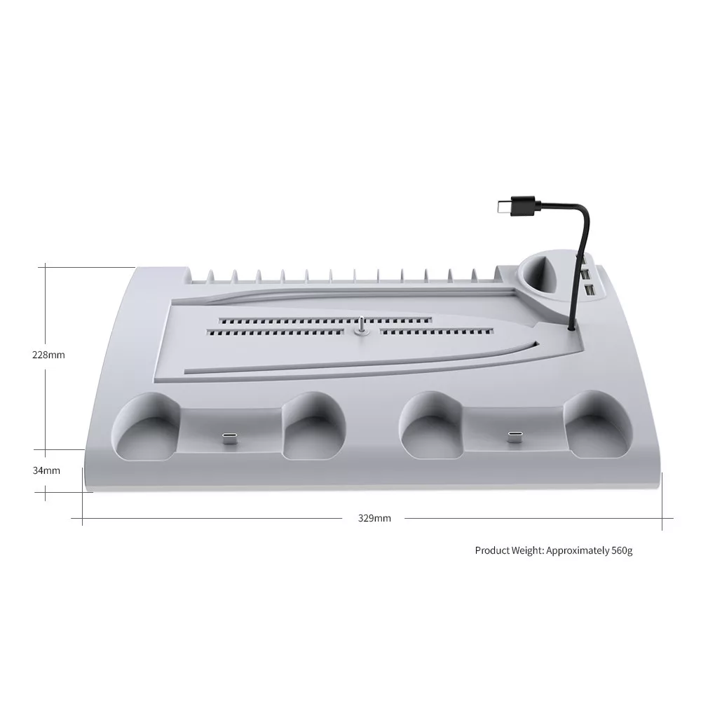 DOBE TP5-3570 PS5/PS5 Slim Multifunkciós ventilátoros LED állvány + headset tartó - Image 7