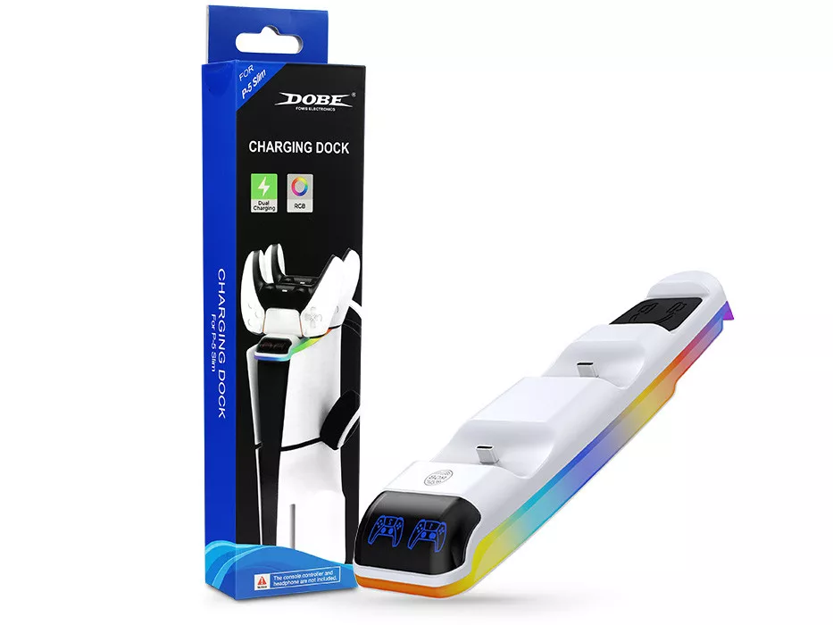 DOBE TP5-3597 PS5 fehér RGB dupla töltőállomás