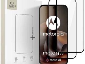 Tech-Protect Glass Fit+ Motorola G67 / G77 / G87 kijelzővédő üvegfólia, fekete (2db)