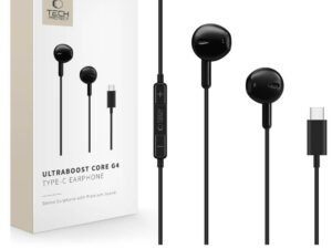 Tech-Protect UltraBoost G4 USB-C vezetékes fülhallgató hangerőszabályzóval, mikrofonnal, fekete