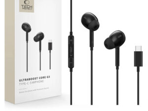 Tech-Protect UltraBoost G3 USB-C vezetékes fülhallgató hangerőszabályzóval, mikrofonnal, fekete