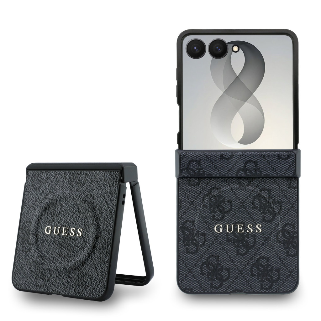 Guess PU Leather 4G Samsung Galaxy Z Flip 8 hátlap tok, MagSafe, fekete