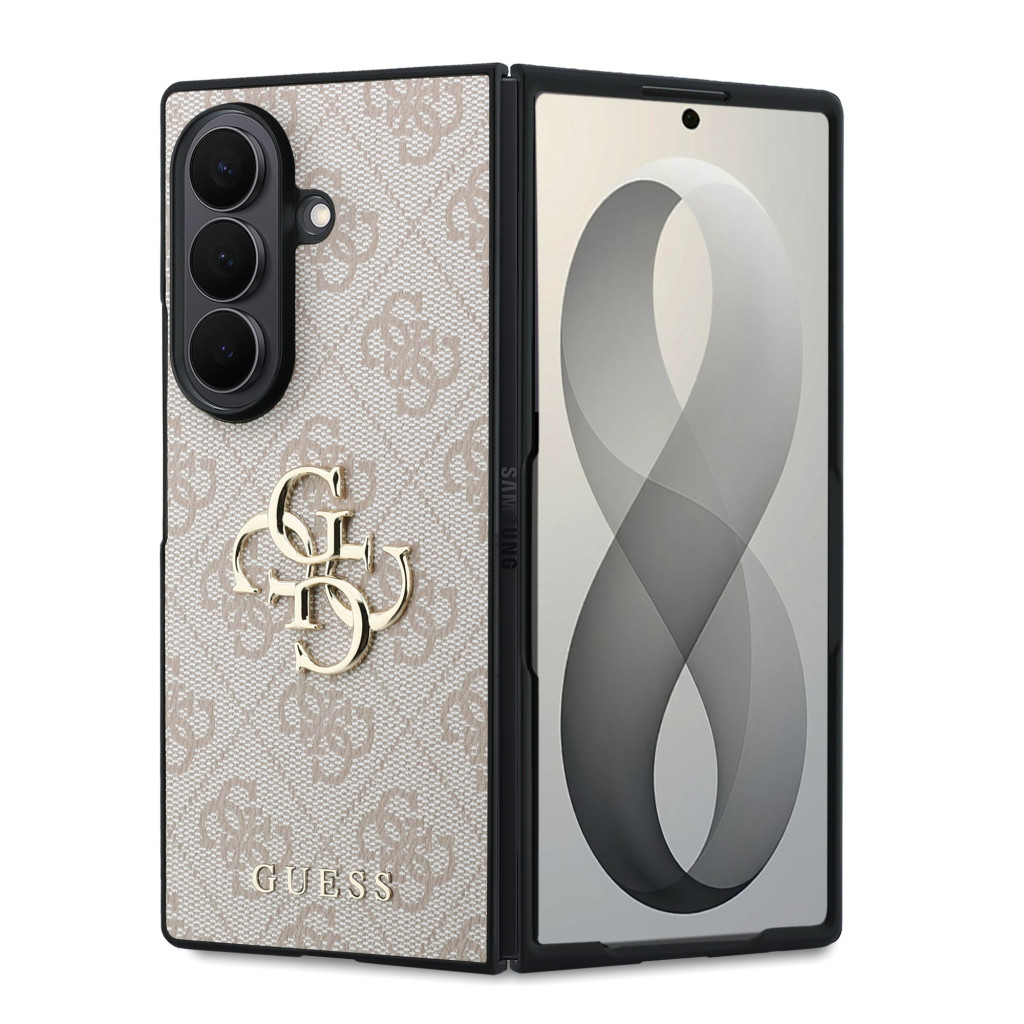 Guess PU Leather 4G Samsung Galaxy Z Fold 8 Ultra hátlap tok, MagSafe, rózsaszín