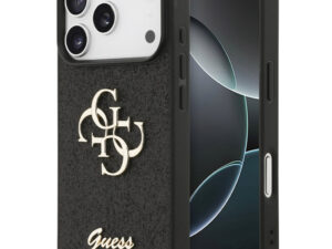 Guess PU Fixed Glitter 4G Metal Logo Apple iPhone 18 Pro Max hátlap tok, fekete