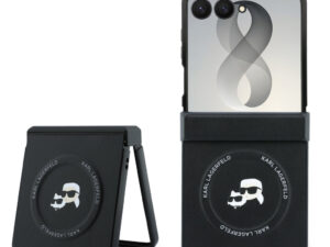 Karl Lagerfeld PU Karl and Choupette Heads Samsung Galaxy Z Flip 8 hátlap tok, MagSafe, fekete