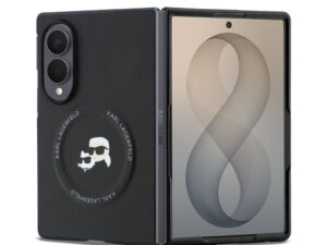 Karl Lagerfeld PU Karl and Choupette Heads Samsung Galaxy Z Fold 8 hátlap tok, MagSafe, fekete