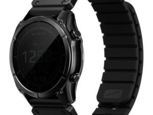 UNIQ Fluo x Smart-Fit Garmin szíj, mágneses, szilikon / rozsdamentes acél, 26mm, fekete