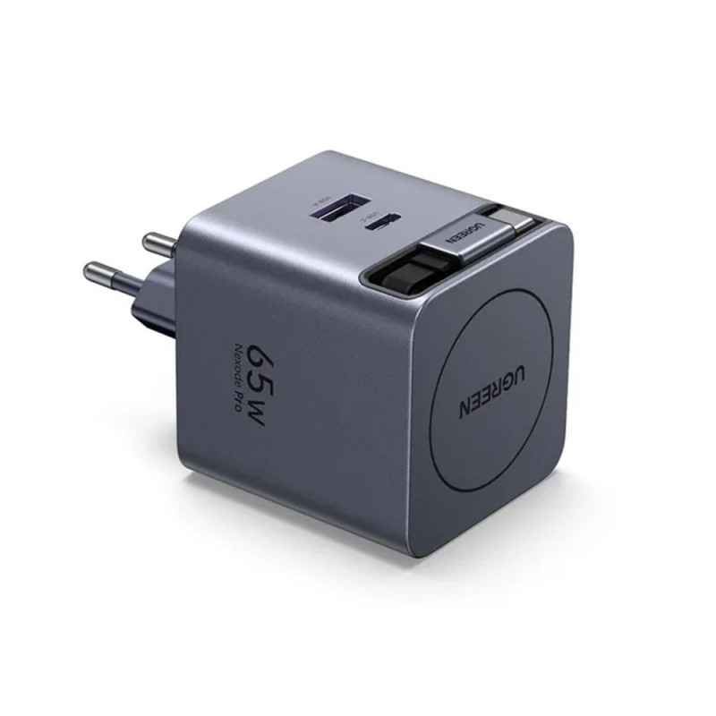 Ugreen X615 USB-C + USB-A hálózati töltő adapter USB-C kábellel, GaN, 65W, 3A, szürke