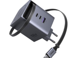 Ugreen X616 3xUSB-C + USB-A hálózati töltő adapter USB-C kábellel, GaN, 100W, 5A, szürke