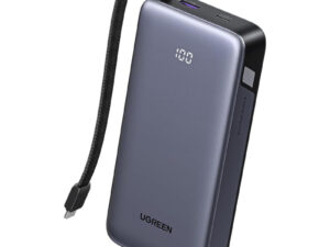 Ugreen PB536 Powerbank / külső akkumulátor, USB-A-USB-C, USB-C kábellel, 20000mAh, 45W, szürke