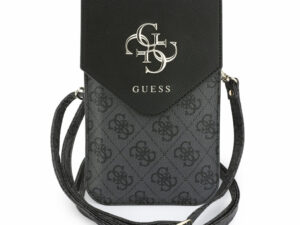 Guess PU Leather+Grained 4G Metal Logo táska / telefon tartó táska, fekete