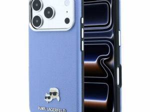 Karl Lagerfeld PU Grained Semi Wrap K&CH Heads Apple iPhone 18 Pro Max / 17 Pro Max tok, MagSafe, kék-ezüst