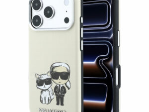 Karl Lagerfeld PU Semi Wrap Smooth Sketch Bodies Apple iPhone 18 Pro / 17 Pro tok, MagSafe, bézs-ezüst