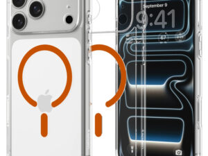 Spigen Ultra Hybrid MagFit Apple iPhone 18 Pro / 17 Pro tok, MagSafe, Clear, átlátszó-narancssárga