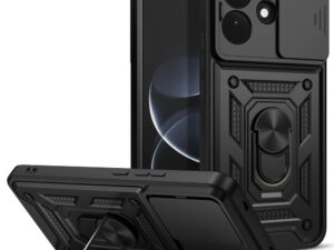Tech-Protect Camshield Pro Xiaomi Redmi Note 17 Pro strapabíró tok kameravédelemmel, kitámasztóval, fekete