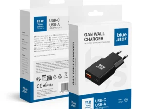 Telefontöltő Blue Star Slim GaN USB C + USB A QC4.0 PD 3A 25W TFK-SC-25WAC fekete