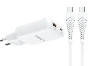 Phone charger USB A + Type C PD 65W + data cable Type C to C 100W VEGER TR122 white