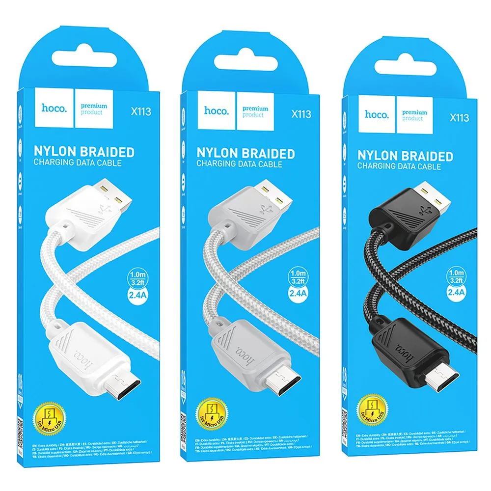 Cable USB A to Micro USB Hoco 2,4A 1 m X113 black - 6. kép