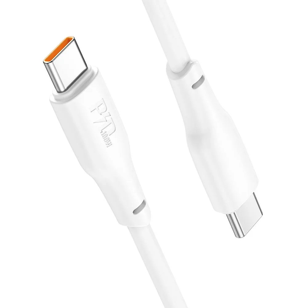 Cable USB C to USB C Hoco 3A 100W 2 m X93 white - Image 2