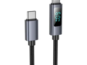 Hoco USB-C - USB-C kábel 3A 60W kijelzővel 1 m X112 fekete