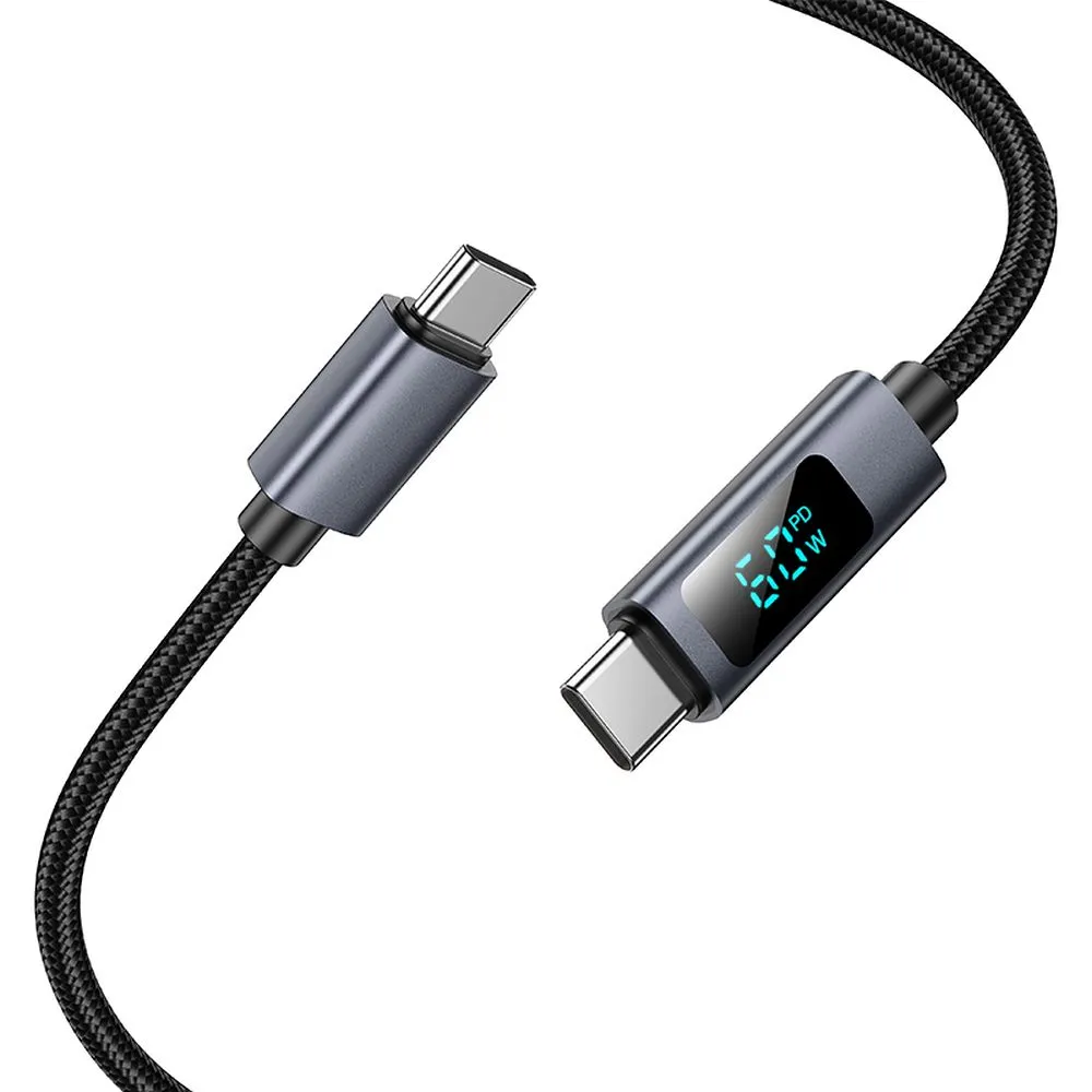 Hoco USB-C - USB-C kábel 3A 60W kijelzővel 1 m X112 fekete - Image 5