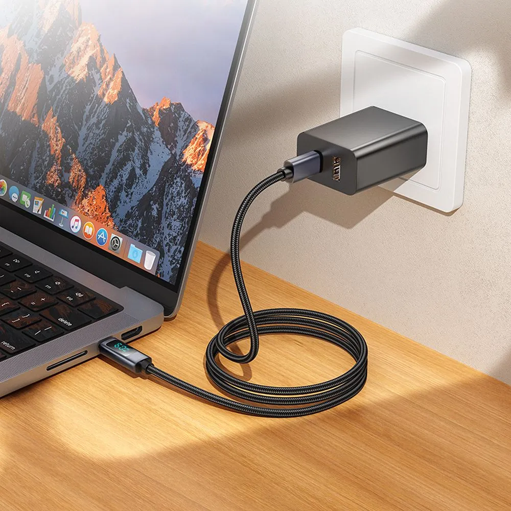 Hoco USB-C - USB-C kábel 3A 60W kijelzővel 1 m X112 fekete - Image 7