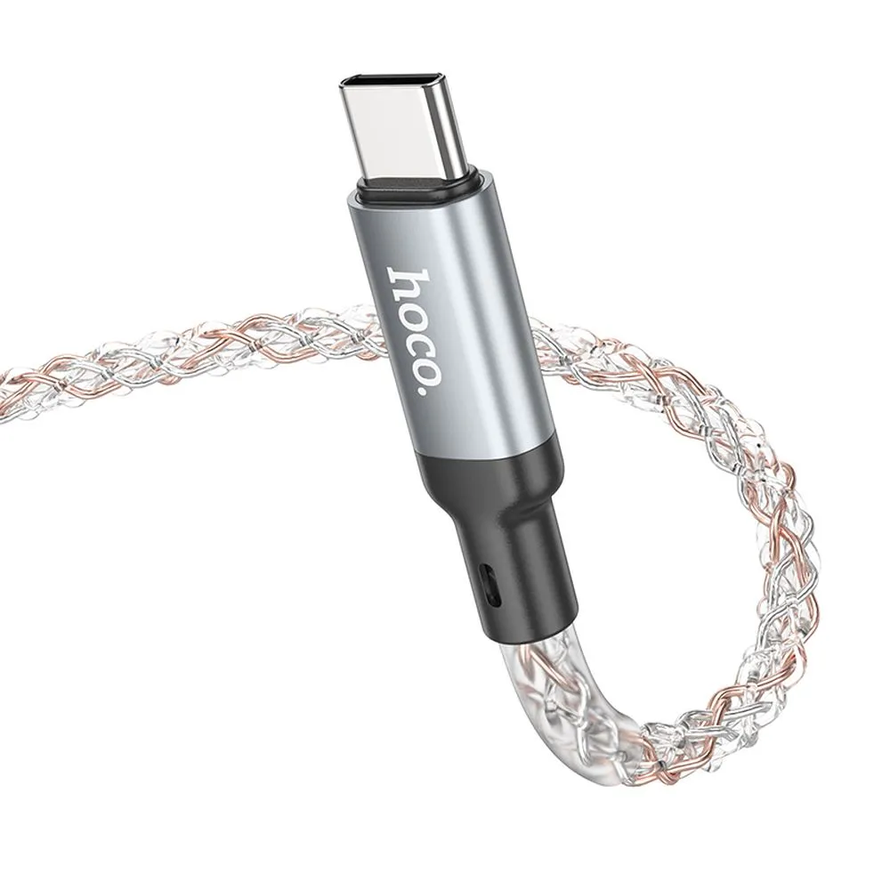 Cable USB C to USB C Hoco 3A 60W LED 1 m U112 gray - 3. kép