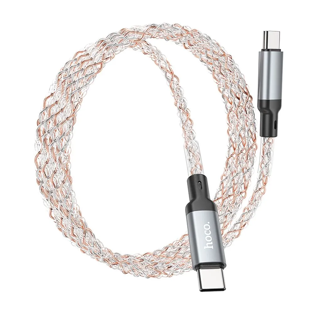 Cable USB C to USB C Hoco 3A 60W LED 1 m U112 gray - 2. kép