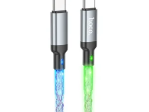 Cable USB C to USB C Hoco 3A 60W LED 1 m U112 gray