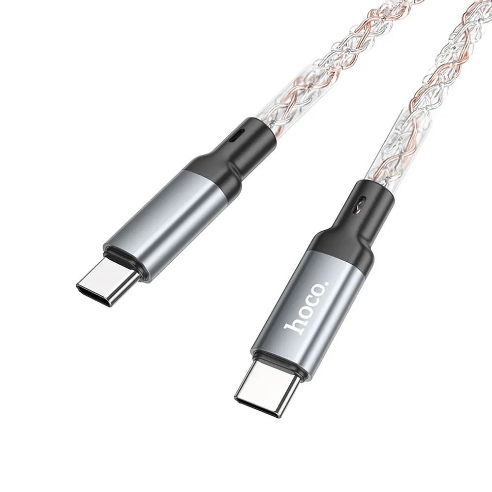 Cable USB C to USB C Hoco 3A 60W LED 1 m U112 gray - 4. kép