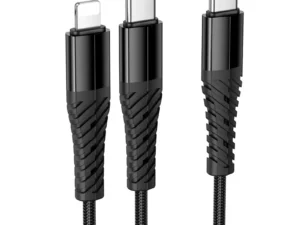 Cable 2in1 USB C to USB C+Lightnig Hoco 1 m X123 black
